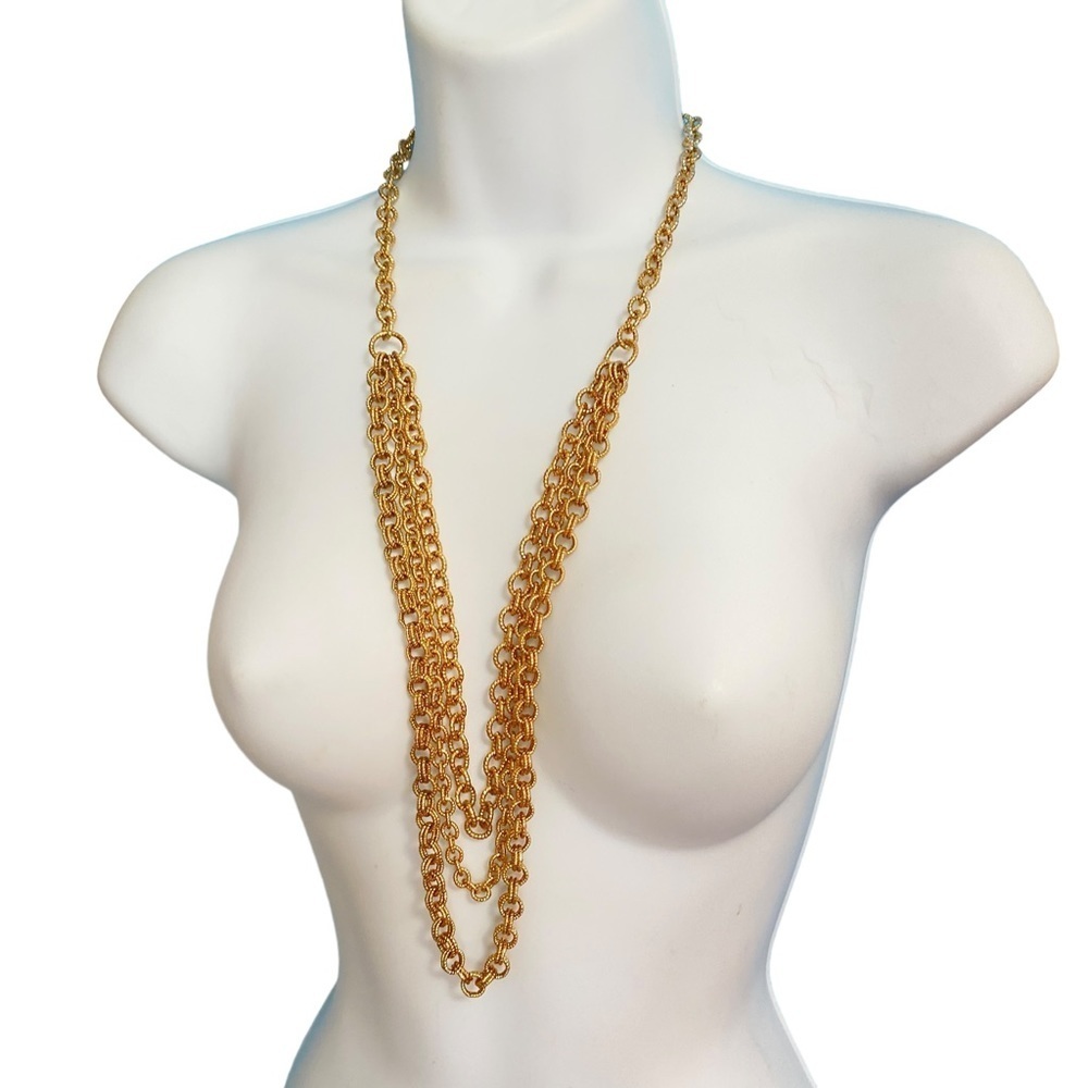 Goldtone Chain Triple Layered Necklace